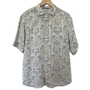 Tommy Bahama Shirt Mens Large 100% Linen Short Sleeves Button Up Casual Office